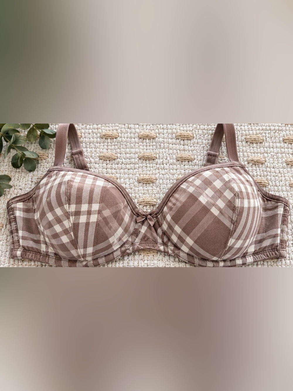 🤎 Victoria’s Secret PINK Plaid Balconette— 34DD NWT